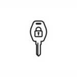 simple car key with lock symbol icon white background