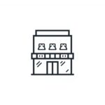 simple office building storefront icon white background